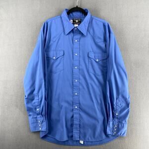 Vintage Flying Ranchwear Classic Fit Western Button Down Shirt Mens 18 36 Blue